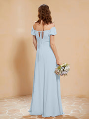 Half Sleeves Long Gown with Slit Mist