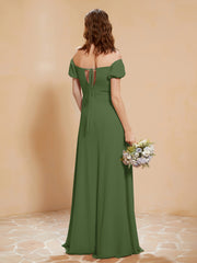 Half Sleeves Long Gown with Slit Moss