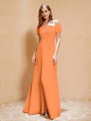 Half Sleeves Long Gown with Slit Orange