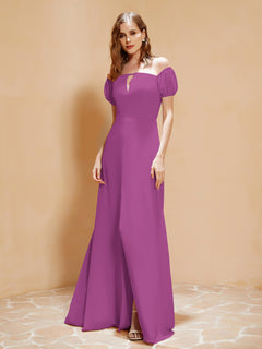 Half Sleeves Long Gown with Slit Orchid