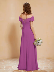 Half Sleeves Long Gown with Slit Orchid