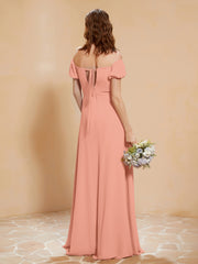 Half Sleeves Long Gown with Slit Papaya