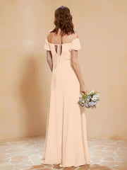 Half Sleeves Long Gown with Slit Peach