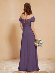 Half Sleeves Long Gown with Slit Plum
