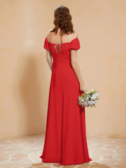 Half Sleeves Long Gown with Slit Red