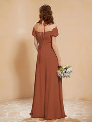 Half Sleeves Long Gown with Slit Rust
