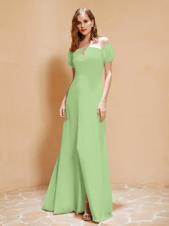 Half Sleeves Long Gown with Slit Sage
