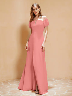Half Sleeves Long Gown with Slit Sunset