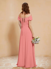Half Sleeves Long Gown with Slit Sunset
