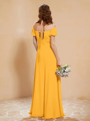 Half Sleeves Long Gown with Slit Tangerine