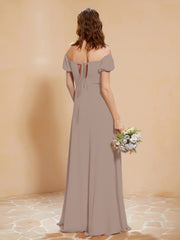 Half Sleeves Long Gown with Slit Taupe