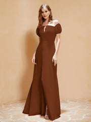 Half Sleeves Long Gown with Slit Terracotta