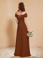 Half Sleeves Long Gown with Slit Terracotta