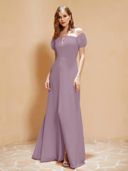 Half Sleeves Long Gown with Slit Vintage Mauve