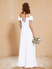 Half Sleeves Long Gown with Slit White