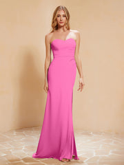 Strapless Long Sheath Chiffon Gown with Slit Azalea