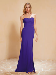 Strapless Long Sheath Chiffon Gown with Slit Regency