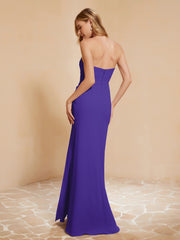 Strapless Long Sheath Chiffon Gown with Slit Regency