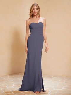Strapless Long Sheath Chiffon Gown with Slit Stormy