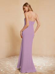 Strapless Long Sheath Chiffon Gown with Slit Wisteria