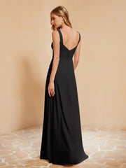 Sleeveless Bridesmaid Gown with Ruffles Black