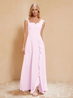 Sleeveless Bridesmaid Gown with Ruffles Blushing Pink