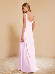 Sleeveless Bridesmaid Gown with Ruffles Blushing Pink
