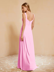 Sleeveless Bridesmaid Gown with Ruffles Candy Pink