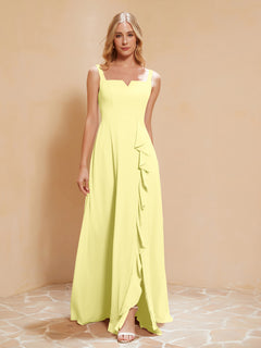 Sleeveless Bridesmaid Gown with Ruffles Daffodil