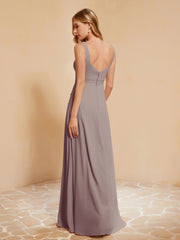 Sleeveless Bridesmaid Gown with Ruffles Dusk
