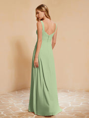 Sleeveless Bridesmaid Gown with Ruffles Dusty Sage