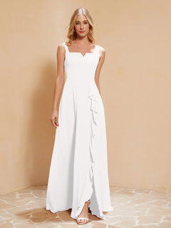 Sleeveless Bridesmaid Gown with Ruffles Ivory