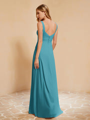 Sleeveless Bridesmaid Gown with Ruffles Jade