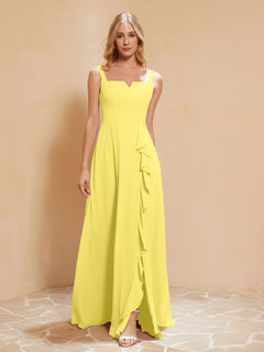 Sleeveless Bridesmaid Gown with Ruffles Lemon