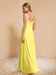 Sleeveless Bridesmaid Gown with Ruffles Lemon