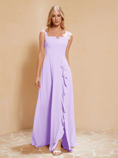 Sleeveless Bridesmaid Gown with Ruffles Lilac