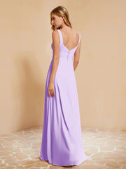 Sleeveless Bridesmaid Gown with Ruffles Lilac