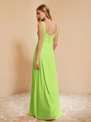 Sleeveless Bridesmaid Gown with Ruffles Lime Green