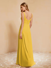 Sleeveless Bridesmaid Gown with Ruffles Marigold