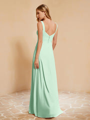 Sleeveless Bridesmaid Gown with Ruffles Mint Green