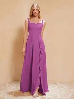 Sleeveless Bridesmaid Gown with Ruffles Orchid
