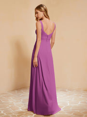 Sleeveless Bridesmaid Gown with Ruffles Orchid