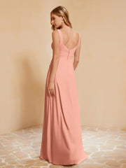Sleeveless Bridesmaid Gown with Ruffles Papaya