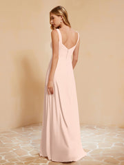 Sleeveless Bridesmaid Gown with Ruffles Pearl Pink