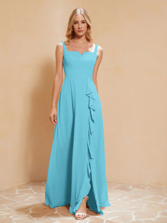 Sleeveless Bridesmaid Gown with Ruffles Pool