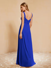 Sleeveless Bridesmaid Gown with Ruffles Royal Blue