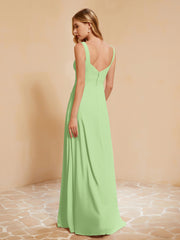 Sleeveless Bridesmaid Gown with Ruffles Sage