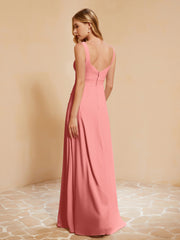 Sleeveless Bridesmaid Gown with Ruffles Sunset