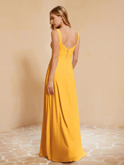Sleeveless Bridesmaid Gown with Ruffles Tangerine