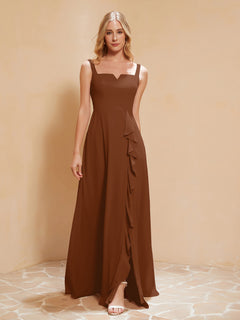 Sleeveless Bridesmaid Gown with Ruffles Terracotta